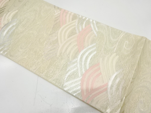 未使用品　紗　観世水に青海波模様織り出し　袋帯